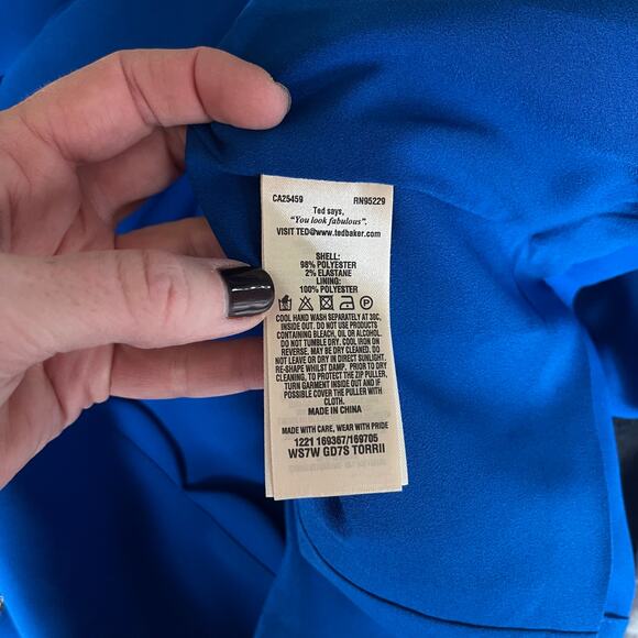 Ted Baker Torrii Dress Blue Size 6 Halterneck Scalloped Cute Chic High Neck Sexy - Picture 16 of 16